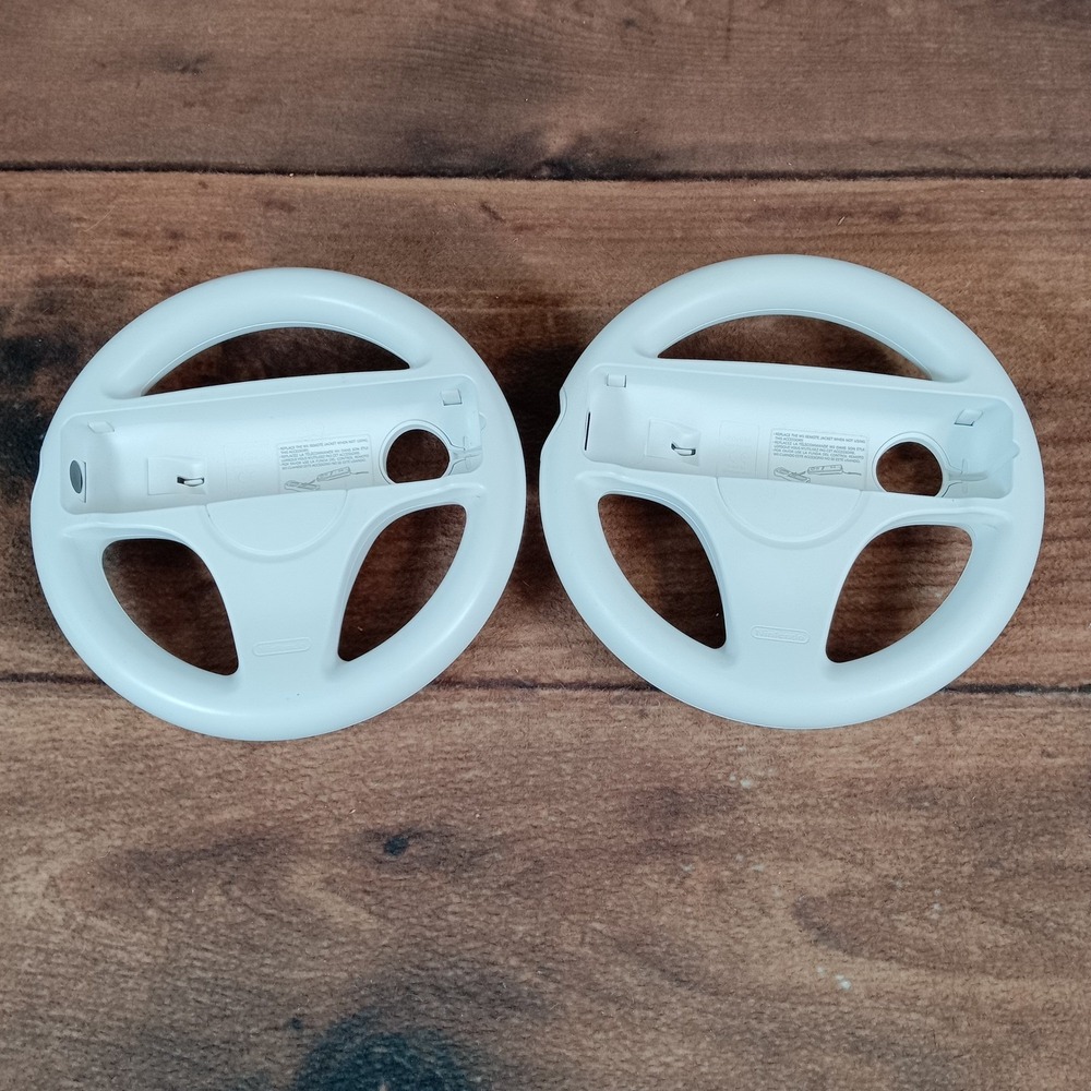 Nintendo Wii White Steering Wheel Controller Accessory Bundle Lot